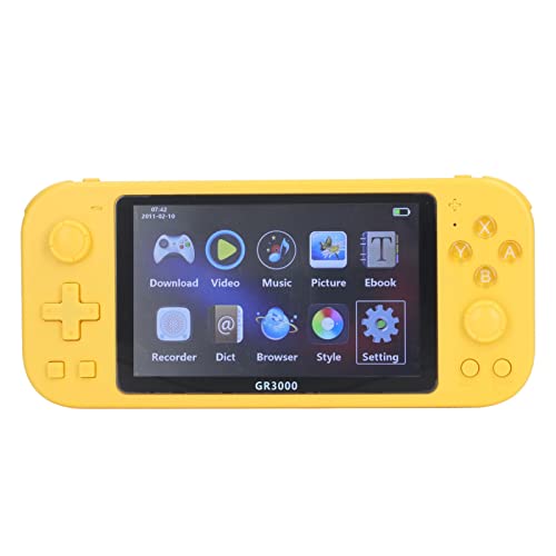 Luqeeg Handheld Spielkonsole, 5.1in HD Spielkonsole Tragbarer Elektrischer Game Player Drahtlos Vintage Spiel Controller für Kinder und Erwachsene, Handheld Modus und 2-Personen-Modus (Gelb) von Luqeeg