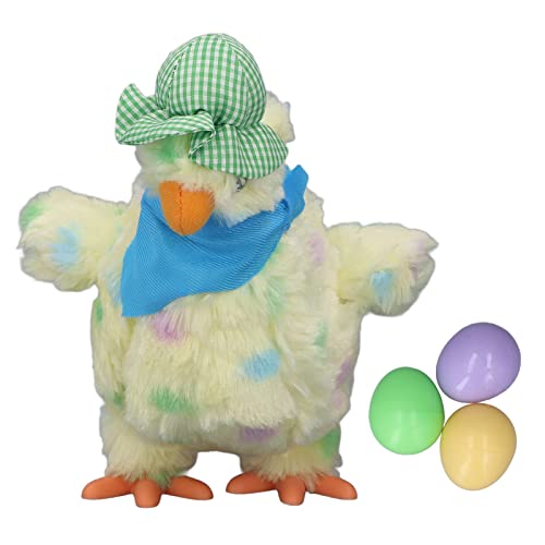 Luqeeg Plüsch-Huhn, das Eier Legt, Spielzeug, Tanzmusik, Kuscheltier-Huhn, Elektrisches Kuscheltier-Huhn mit 3 Eiern für Weihnachtsstrumpffüller, Geburtstagsfeier, Dekorationszubehör (30cm) von Luqeeg