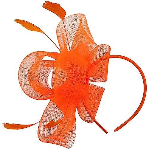 Fascinator Tea Party Hut Mesh Kopfbedeckung Fascinator Hut Clip Kopfbedeckung Für Hochzeit Karneval Party Orange von Lurrose