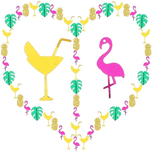 Lurrose 1 Hawaiianischer Konfetti Float Party Pailletten Flamingos Palmenhut Glitzer Topper Set Strandschirm Pool Tropische Tischdekoration Strandspielzeug Strand Themen von Lurrose