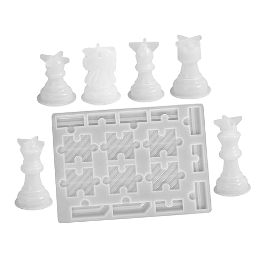 Lurrose 1 Satz Schachbrett schachfiguren schachkassette Chess up Board Chess Pieces schachform selber Machen Epoxidformen für Schach für Jugendliche DIY Formen Kieselgel Weiß von Lurrose