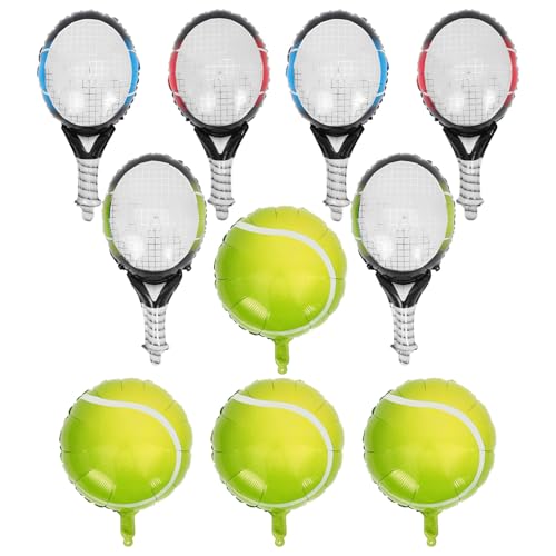 Lurrose 1 Set Ballon Sportdekoration Tennisbälle Tennisschläger Schläger Tennisschläger Ballon Tennisparty Tennis Motto Partyzubehör Tennisparty Dekorationen Aluminiumfolie von Lurrose