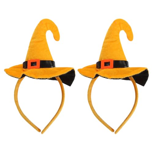 2 Stück Halloween Kürbis Stirnband Hexenhut Stirnband Halloween Party Kopfschmuck Cosplay Kosmetik Kostüm Accessoires Halloween Party Gunst (Gelb) von Lurrose