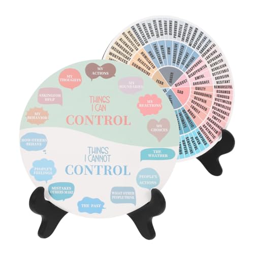 Lurrose 2St Raddiagramm für psychische Gesundheit Emotionsrad-Dekor Home-Office-Dekor Desktop-Gefühlsrad bürodekoration Gefühlsrad Dekoration Emotionsrad-Diagramm Bunte Dekorationen Holz von Lurrose