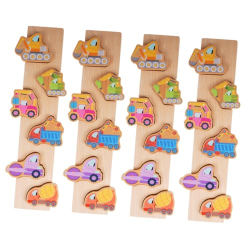 Lurrose 4 Sätze Rätsel Der Frühen Bildung Passende Spielzeugautos Kinderpuzzle Shape-Match-Spielzeug Puzzle Für Kleinkinder Puzzle-Spielzeug Für Kinder Lernspielzeug Für Kinder Hölzern von Lurrose