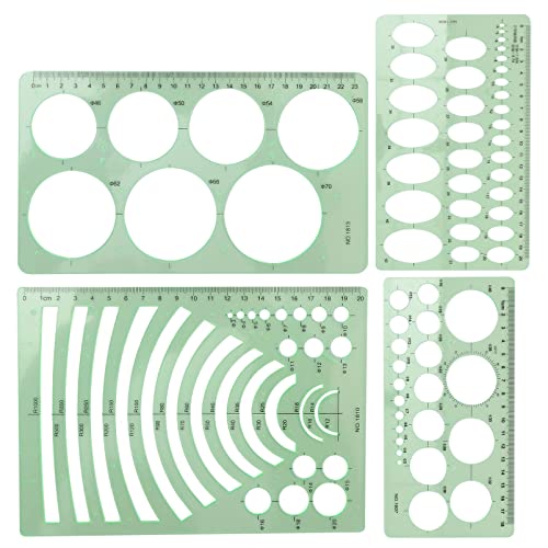 Lurrose 4 Teiliges Zeichenvorlagen Lineal Geometrisches Zeichenwerkzeug Kreisvorlage Multifunktionsgitter Vorlagen Für Geometrische Formen Zeichenlineale Kartenmaßstab Lineal von Lurrose