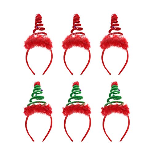 Lurrose 6 Stücke Weihnachtsbaum Hut Haarreif Weihnachtsmütze mit Feder Tannenbaum Mütze Weihnachten Kopfschmuck Kopfbedeckung Xmas Deko Party Cosplay Kostüm Zubehör von Lurrose