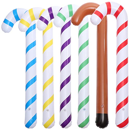 Lurrose 6st Pvc Aufblasbare Krücken Alter Mann Kostüm Zuckerstange Weihnachtsschmuck Aufblasbare Süßigkeiten Aufblasbare Stöcke Ballons Große Zuckerstangendekoration Hochzeitsdekoration von Lurrose