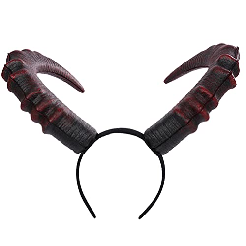 Lurrose Bull Horn Stirnband Horn Stirnband Gothic Ochsenhorn Haarband Teufel Langer Ochsen Kopfschmuck für Halloween Kostüm Cosplay Party Requisiten Ox Horn Stirnband von Lurrose