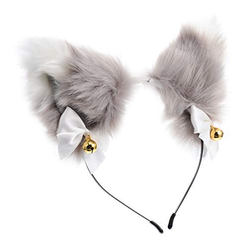 Lurrose Fox Ears Stirnband mit Glocken Tier Kunstpelz Stirnband Plüsch Ohr Haarband für Kinder Erwachsene Cosplay Party von Lurrose