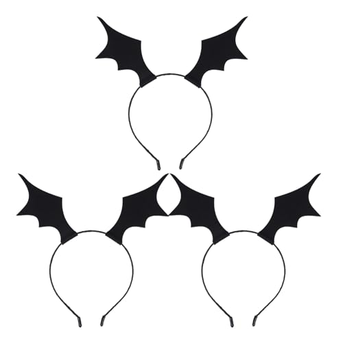 Lurrose Halloween-Haarband, Fledermausflügel, Cosplay, Filz-Haarreifen, Maskerade, Kopfbedeckung für Männer, Frauen, Mädchen, Kinder, 3 Stück von Lurrose