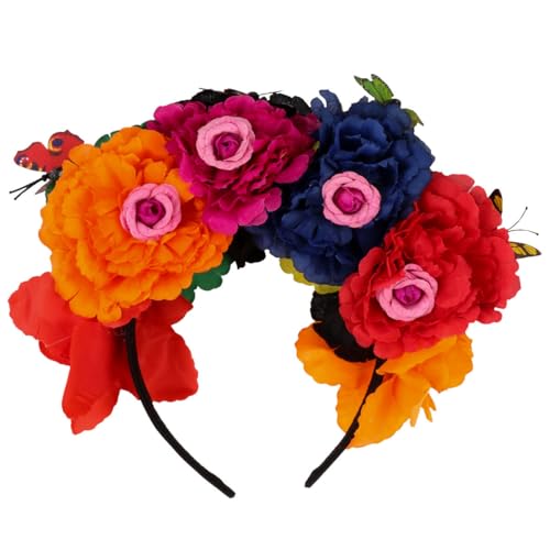 Lurrose Halloween Stirnband Tag Des Toten Stirnbandes Tag Der Toten Haarschmuck Halloween Blumenkrone Mexikanische Krone Blumenkrone Damen Halloween Party von Lurrose