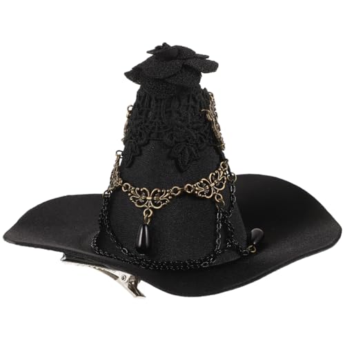 Lurrose Hexenhut Haarspange Mini Zylinder Haarnadel Gothic Rose Quaste Hut für Lurrose Hexenhut Haarspange Mini Zylinder Haarnadel Gothic Rose Quaste Hut für von Lurrose