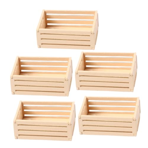 Lurrose Miniatur-Holzkisten für Puppenhaus-Möbel, realistische Aufbewahrung zum Basteln und Dekorieren, Mini-Kisten für Küche und Supermarkt, 5 Stück Lurrose Miniatur-Holzkisten für Puppenhaus-Möbel, realistische Aufbewahrung zum Basteln und Dekorieren, Mini-Kisten für Küche und Supermarkt, 5 Stück von Lurrose