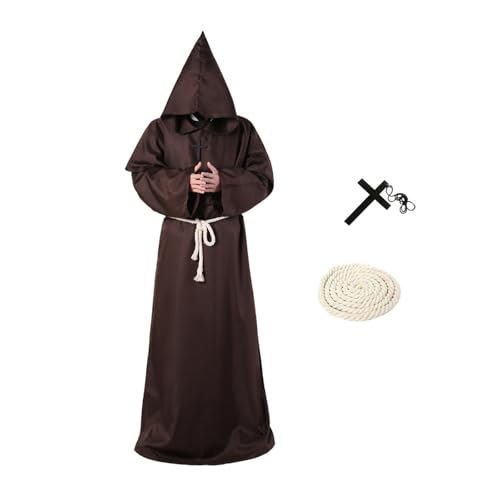 Mönch Kostüm Robe, Prister Robe mit Kapuze, Mönch Priester Gewand, Mittelalter Renaissance Robe, Fancy Dress Mittelalterliche Robe Umhang Kostüme für Halloween,Mittelalterliche,Renaissance,Karneval von Lusacy