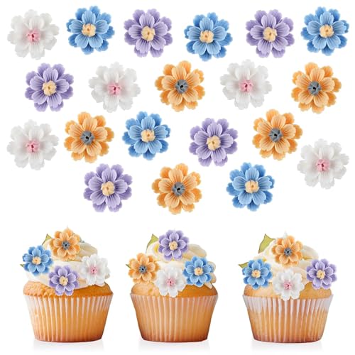 20 Stück Kuchendeko Blumen Tortendeko Cake Topper Kuchendekoration Blumen Cupcake Deko Torte Dekorative Accessoires für Geburtstage Weihnachten Feiertage Partys Hochzeitstorten von Lusofie