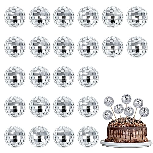 24 Stück Discokugel Dekoration Disco Kugel Cupcake Topper Mini Disco Kugel Dekoration für 70er Jahre Disco Party Dekoration Hippie Partyzubehör Weihnachtsbaum Dekoration von Lusofie