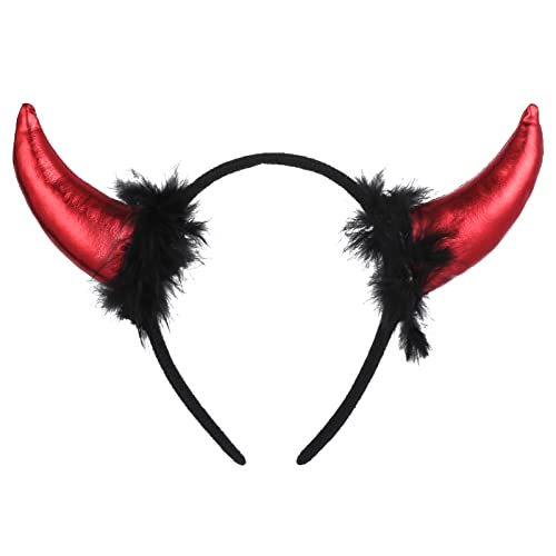 Lusofie Teufelshörner Stirnband Teufelsohren Haarreif Rot Halloween Stirnbänder Teufel Kostüm Zubehör Damen Rote Hörner Halloween Haarreif Damen Mädchen Maskerade Cosplay Teufel Hörner von Lusofie