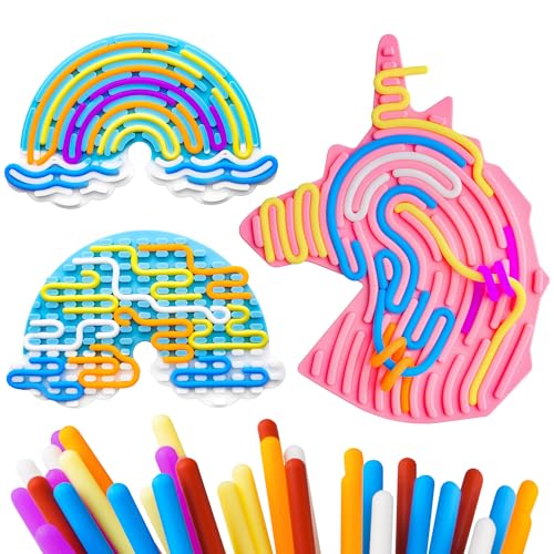 Fidget Toys Erwachsene Kinder, Sensorik Activity Board Spiel, 2PCS Einhorn Geschenke Spielzeug ab 3 Jahre Mädchen, Anti Stress Autismus Adhs Spielzeug, Skills Set Stimming Toys von Lustkindheit