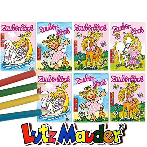 Lutz Mauder / Carpeta 8 x Zauberblock * Prinzessin * in DIN A8 | Buntstifte Mitgebsel Königin Märchen Mädchen Feier malen Malbuch Kinder zeichnen Buch Motto Blöcke Set von Lutz Mauder / Carpeta