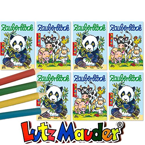 Lutz Mauder / Carpeta 8 x Zauberblock * SÜSSE Tiere * in DIN A8 | Buntstifte Mitgebsel Feier malen Malbuch Kinder Zoo süß Tier Safari Wildnis zeichnen Buch Motto von Lutz Mauder / Carpeta