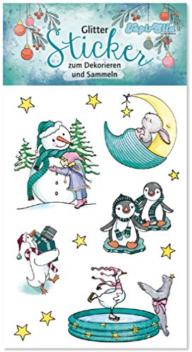 10 Glitzer-Sticker * Weihnachten 4 * für Adventskalender und als Mitgebsel für Kindergeburtstag | Glittersticker Kinder Geschenk Basteln Aufkleber Weihnachten Advent von Lutz Mauder