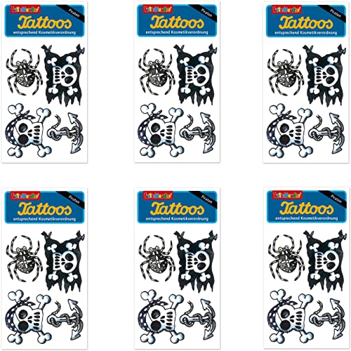 6-teiliges Tattoo-Set * KINDERPIRAT * vom Mauder-Verlag | Kinder Kindertattoo Kindergeburtstag Geburtstag Mitgebsel Piraten Totenkopf Schiff Anker von Lutz Mauder