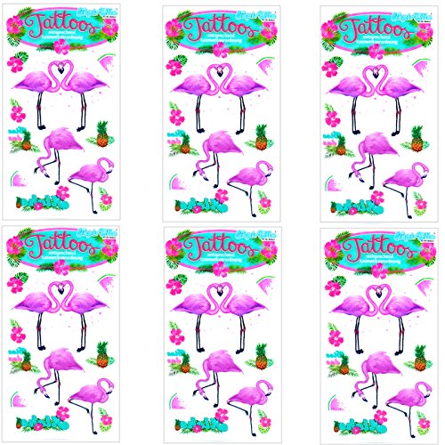 6-teiliges Tattoo-Set * PINK Flamingo * vom Mauder-Verlag | Kinder Kindertattoo Tatoo Tatto Kindergeburtstag Geburtstag Mitgebsel Geschenk Mädchen rosa Hawaii von Lutz Mauder