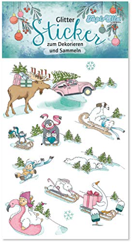 8 Glitzer-Sticker * Weihnachten 3 * für Adventskalender und als Mitgebsel für Kindergeburtstag | Glittersticker Kinder Geschenk Basteln Aufkleber Weihnachten Advent von Lutz Mauder