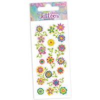 Bunte Blumen Glitter-Tattoos, 1 Karte mit 8 Kindertattoos von Lutz Mauder