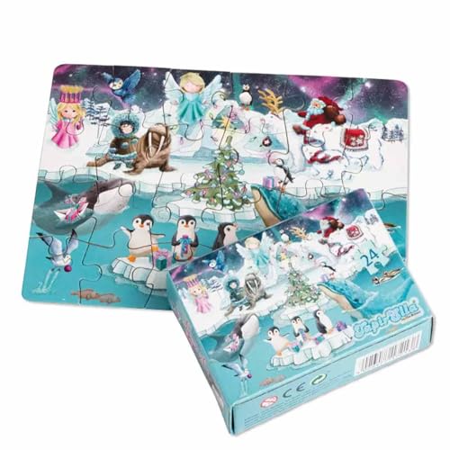 Glitzer Mini-Puzzle Weihnachten auf dem EIS 24tlg. // Adventskalender Geschenk von Lutz Mauder