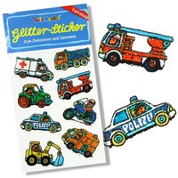 Glitzersticker Fahrzeuge, 1 Karte, Traktor, Krankenwagen, Feuerwehr... von Lutz Mauder