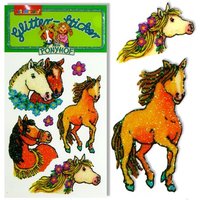 Glitzersticker Ponyhof, Glitter-Sticker mit Ponys oder Pferden, 1 Karte von Lutz Mauder