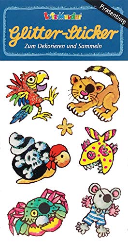 Lutz Mauder 1 Bogen * Piraten & Tiere * Glitter-Sticker/Glitzer-Sticker 72233 // Sticker Glitter Tattoo Glittersticker Kinder Kindergeburtstag Geburtstag Mitgebsel Geschenk Basteln Aufkleber von Lutz Mauder