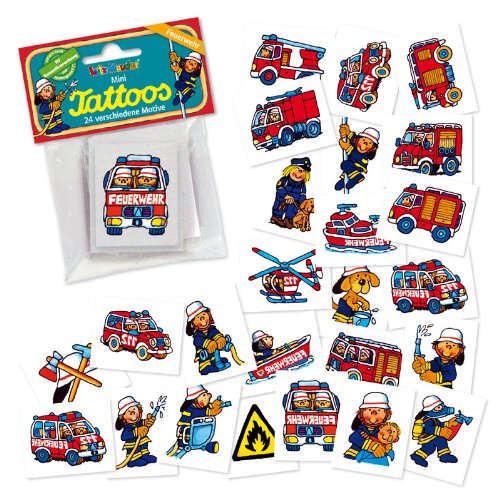 Mauder 24 Mini-Tattoos * Feuerwehr * von Lutz 47301 // Feuerwehrauto Feuerwehrmann Geschenk Tattoo Kindertattoos von Lutz Mauder