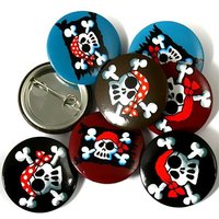 Mini-Buttons Jolly Roger, 8er, 2,5cm, Kinder-Anstecker mit Piratenflagge von Lutz Mauder