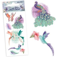 Paradiesvögel Glitter-Tattoos, 7&nbsp;Klebetattoos für Kinder, glitzernd von Lutz Mauder