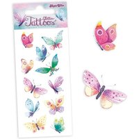 Schmetterlinge Glitzertattoos, 1 Karte mit 11 Butterfly-Klebetattoos von Lutz Mauder