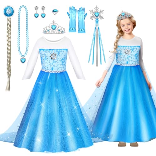 Luucio Prinzessin Dress Up Kleidung für kleine Mädchen mit Krone Zubehör für kleine Mädchen 2–10 Jahre, Halloween-Rollenspiel-Set von Luucio