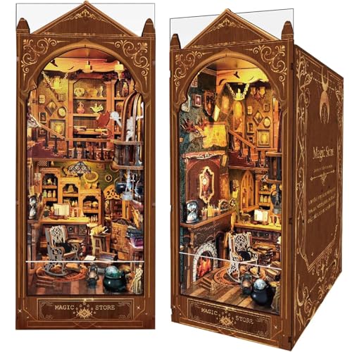 Book Nook Kit, Magic Store Puppenhaus Booknook Bücherregal Einsatz Alley DIY Miniatur Haus Kit mit LED-Licht Handwerk für Erwachsene und Jugendliche zum Bauen Kreativität Modell Geschenk von Luuwik