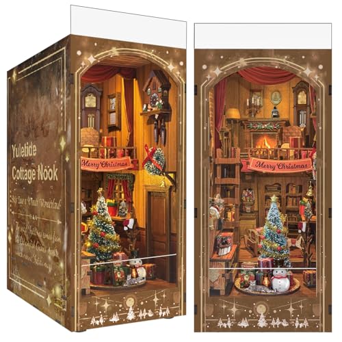 Book Nook Weihnachtshäuschen 3D-Holzpuzzle mit LED-Lichtern, DIY Festliche Bücherregal-Deko, gemütliche Winterszene mit Weihnachtsbaum, Kranz und Schneemann, für Erwachsene Book Nook Weihnachtshäuschen 3D-Holzpuzzle mit LED-Lichtern, DIY Festliche Bücherregal-Deko, gemütliche Winterszene mit Weihnachtsbaum, Kranz und Schneemann, für Erwachsene von Luuwik