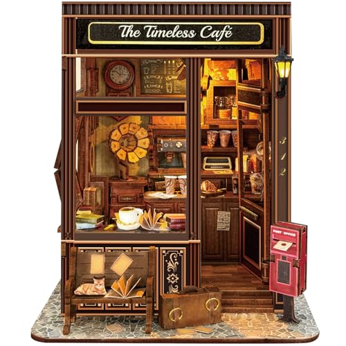 Luuwik The Timeless Café Book Nook Vintage Miniatur-Puppenhaus mit LED-Beleuchtung, DIY 3D-Puzzle Bücherregal-Deko für Erwachsene, Kaffeehaus-Geschenk für Bücherliebhaber Luuwik The Timeless Café Book Nook Vintage Miniatur-Puppenhaus mit LED-Beleuchtung, DIY 3D-Puzzle Bücherregal-Deko für Erwachsene, Kaffeehaus-Geschenk für Bücherliebhaber von Luuwik