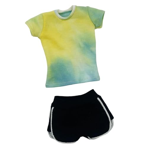 Luwecf 1/6 Shirt mit Sommershorts Sommertimen, laufende Shorts Casual Short Sleee für 12 Zoll, Gelb von Luwecf