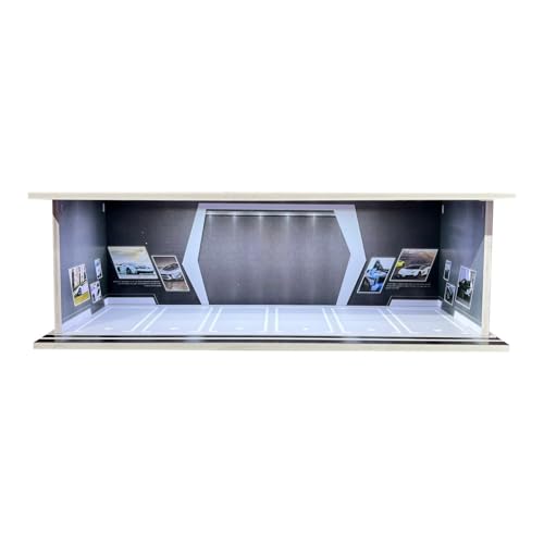 Luwecf 1/64 Diecast Fahrzeug Vitrine mit LED Und Parkplatz für Spielzeugautos, Grau von Luwecf