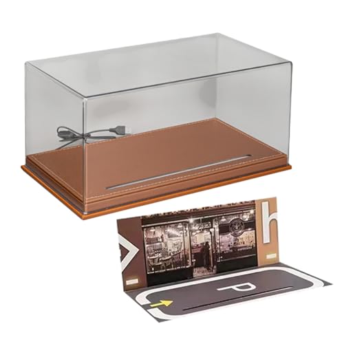 Luwecf 1:24 Druckguss Auto Vitrine, Garagen Vitrine, Sammlerstücke mit Parkszene für Geburtstagsgeschenk Sammler Layout, Braun von Luwecf