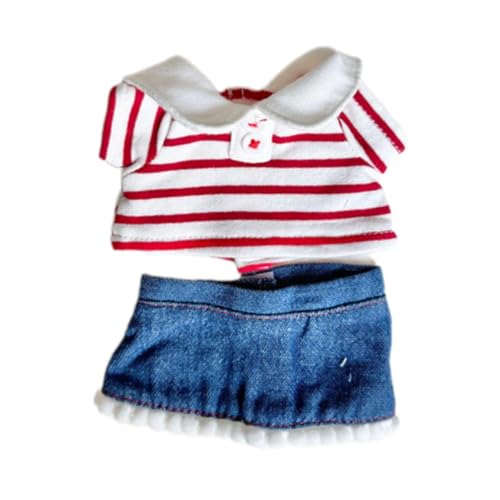 Luwecf 20 cm Puppenbekleidung für Kreative Geschenke, Puppenzubehör Und Miniaturmode, Roter Streifenrock von Luwecf
