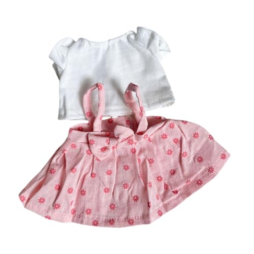 Luwecf 20 cm Puppenkleidung Set für kleine Puppen - Elegante Accessoires für Mädchen, Rosa Weiß von Luwecf