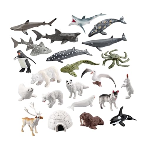 Luwecf 22x Meerestiere Figuren Tierfiguren Mini Meerestierfiguren für Aquarium, Style B von Luwecf