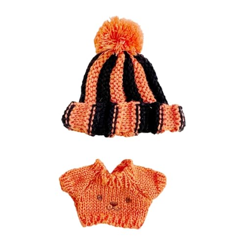 Luwecf 2Pcs Plüsch Puppe Pullover mit Hut Puppe Täglichen Kleidung Puppe Kleidung Anzug für 17/ 15cm Puppen von Luwecf