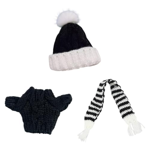 Luwecf 3-teilige Puppenkleidung mit Pullover und Mütze, Schal für 17 cm große Puppen als Geburtstagsgeschenke, Schwarz von Luwecf